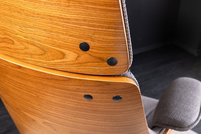 Scaun de birou MANHATTAN rotative din tesatura gri si lemn de nuc, 44-54 cm [6]