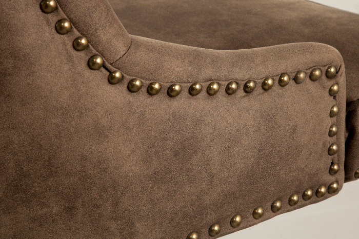 Scaun de birou VICTORIAN 49-57 cm din microfibră maro, în stil Chesterfield [6]