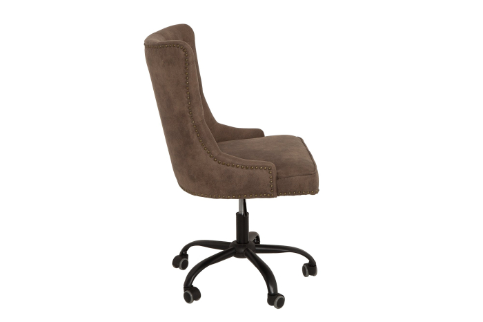 Scaun de birou VICTORIAN 49-57 cm din microfibră maro, în stil Chesterfield [7]