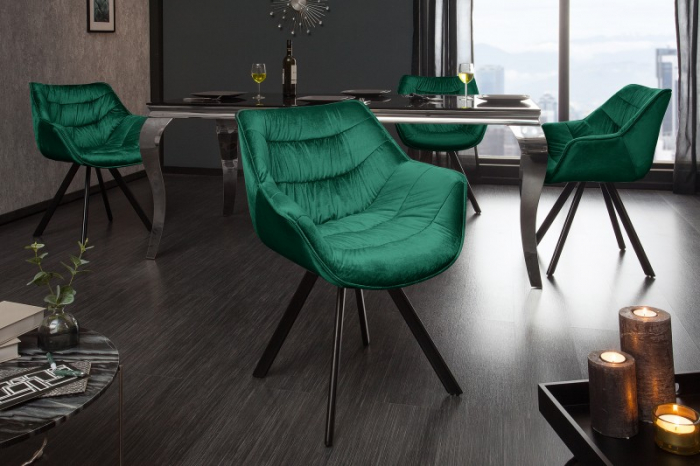 Scaun dining Dutch Comfort cu tapiterie din catifea si picioare din metal [3]