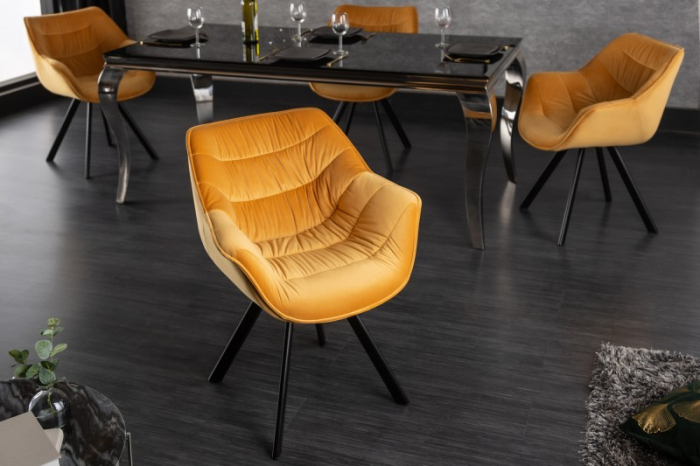 Scaun dining Dutch Comfort cu tapiterie din catifea si picioare din metal [3]