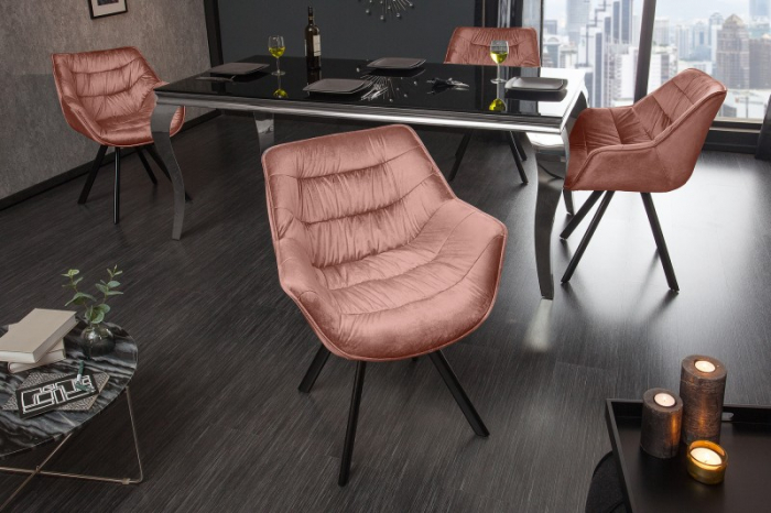 Scaun dining Dutch Comfort cu tapiterie din catifea si picioare din metal [3]