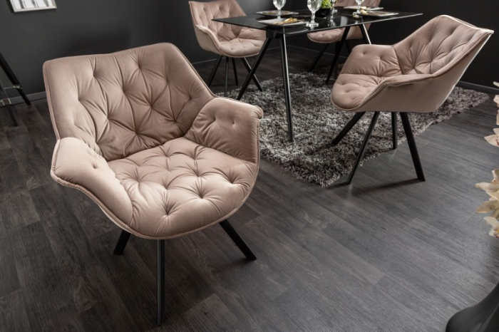 Scaun dining Dutch Comfort cu tapiterie din catifea si picioare din metal [2]
