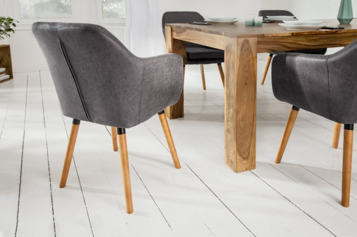 Scaun dining Supreme cu tapiterie din microfibra si picioare din lemn [3]