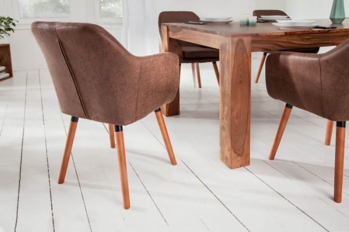 Scaun dining Supreme cu tapiterie din microfibra si picioare din lemn [3]
