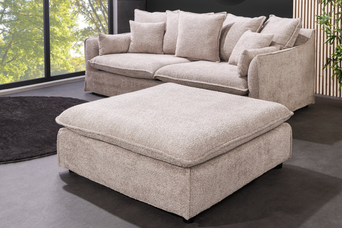 Scaun HEAVEN 100 cm cu husă detașabilă din țesătură bouclé, bej șampanie [4]