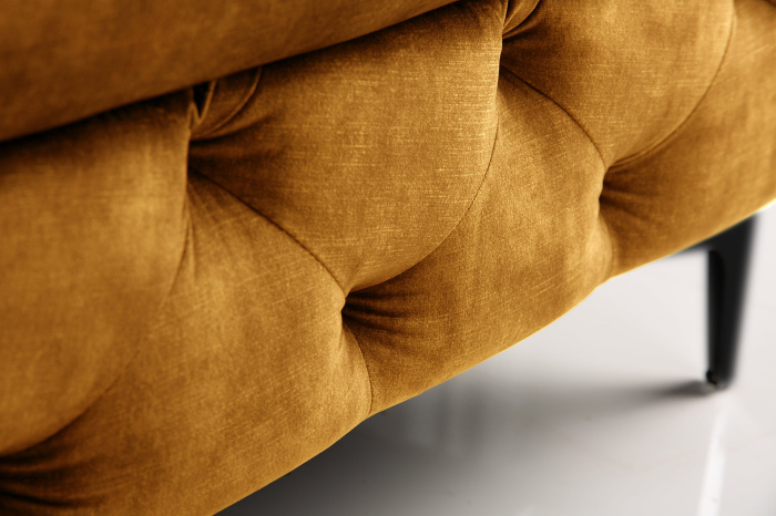 Scaun MODERN BAROCK 90 cm din catifea galben muștar, în stil Chesterfield [7]