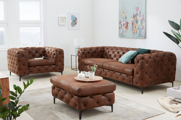 Scaun MODERN BAROCK 90 cm maro antic în stil Chesterfield [5]