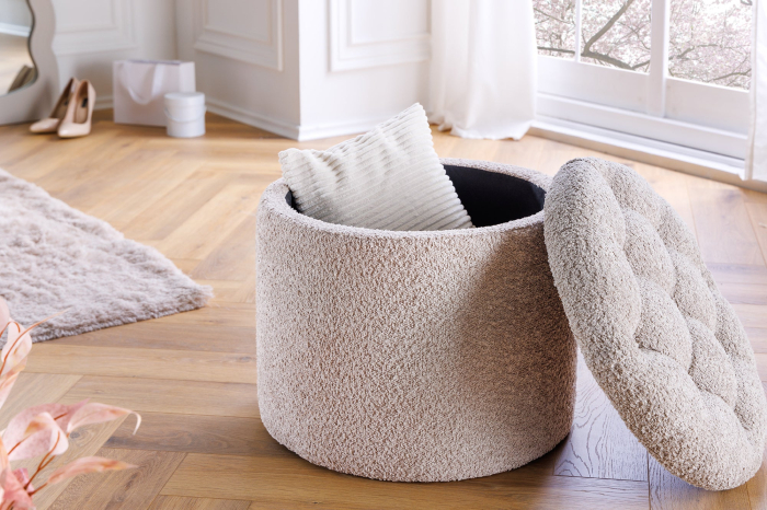 Scaun MODERN BAROCK STORAGE 50 cm bouclé șampanie [6]
