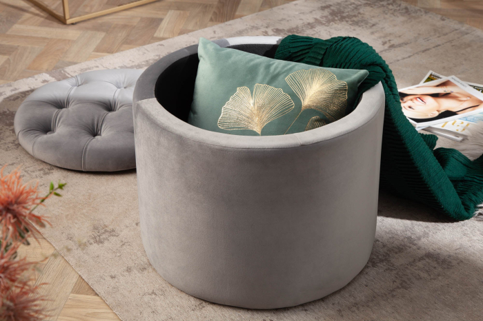 Scaun MODERN BAROCK STORAGE 50 cm catifea argintiu [5]