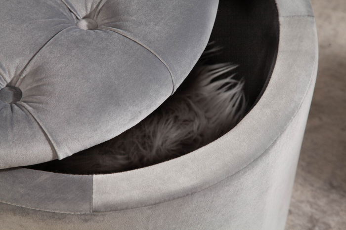 Scaun MODERN BAROCK STORAGE 50 cm catifea argintiu [6]