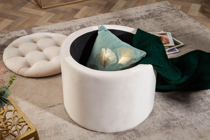 Scaun MODERN BAROCK STORAGE 50 cm catifea bej [7]