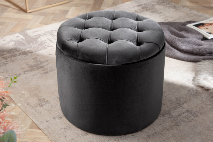 Scaun MODERN BAROCK STORAGE 50 cm catifea gri [4]