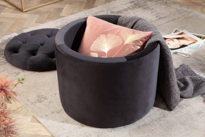 Scaun MODERN BAROCK STORAGE 50 cm catifea neagră [5]