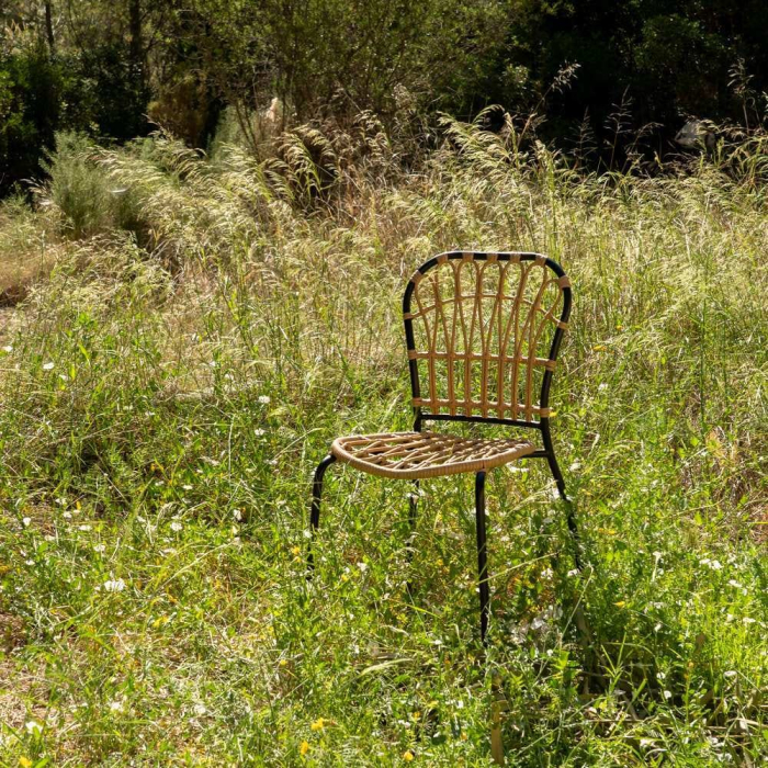 Scaun de exterior din oțel natural-negru  51 x 58 x 87 cm [2]