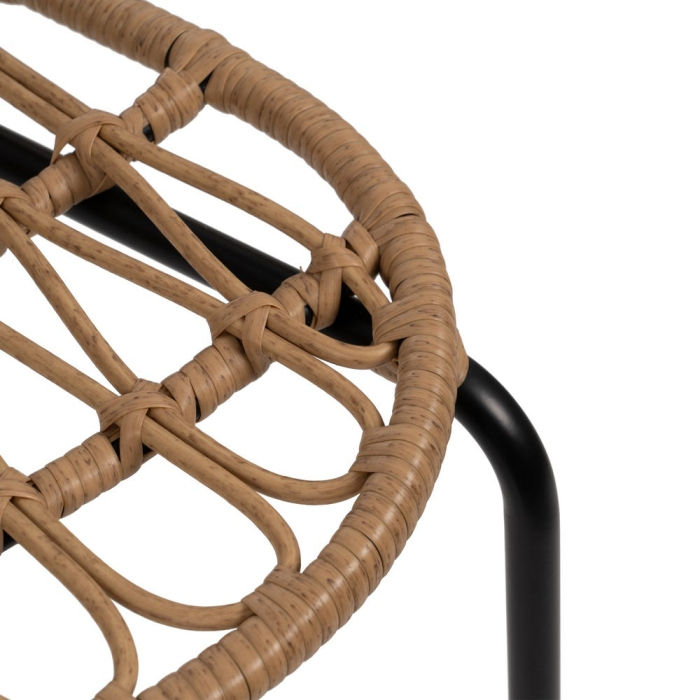 Scaun de exterior natural-negru oțel 60 x 61 x 117 cm [9]