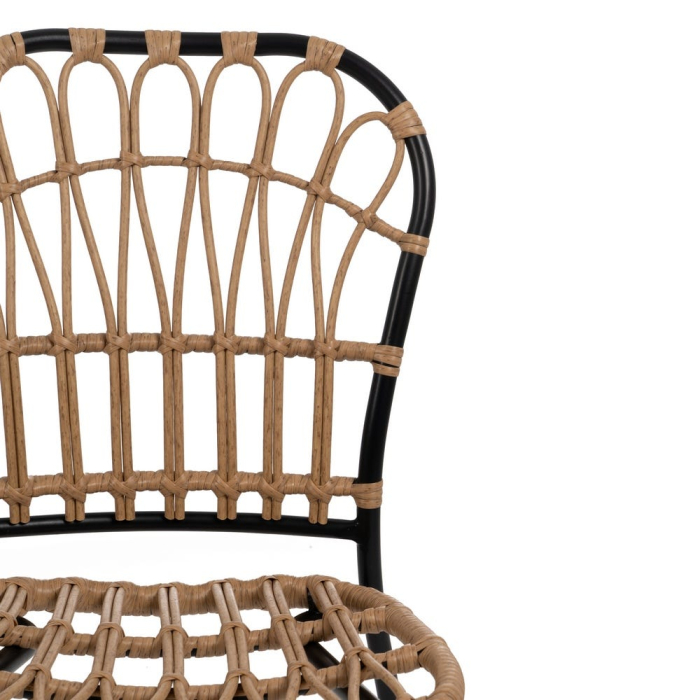 Scaun de exterior natural-negru oțel 60 x 61 x 117 cm [6]