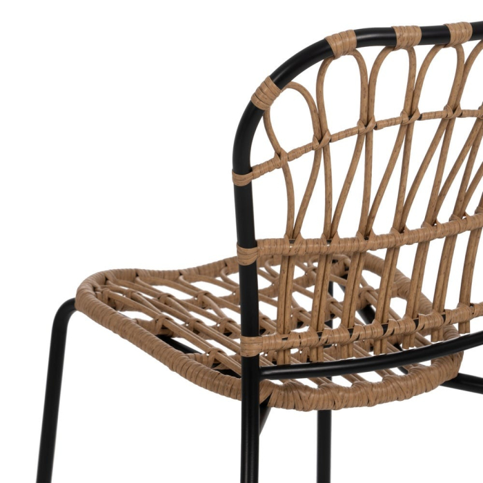 Scaun de exterior natural-negru oțel 60 x 61 x 117 cm [10]