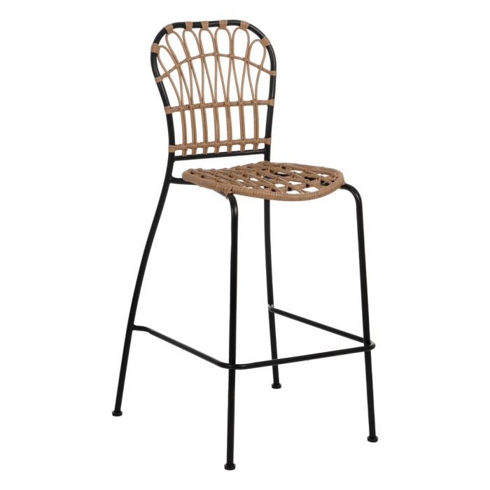Scaun de exterior natural-negru oțel 60 x 61 x 117 cm [3]