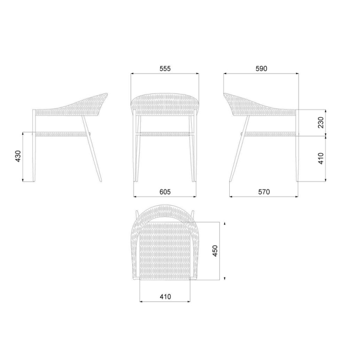 Scaun de exterior Niva din aluminiu cu împletituri si cadru culoare grafit [2]