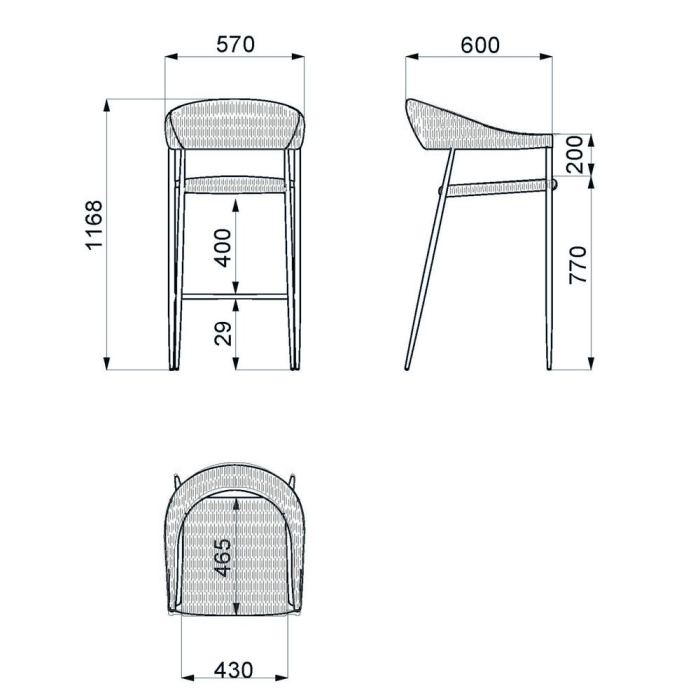 Scaun de exterior Niva pentru bar , cadru din aluminiu culoare graphite [7]