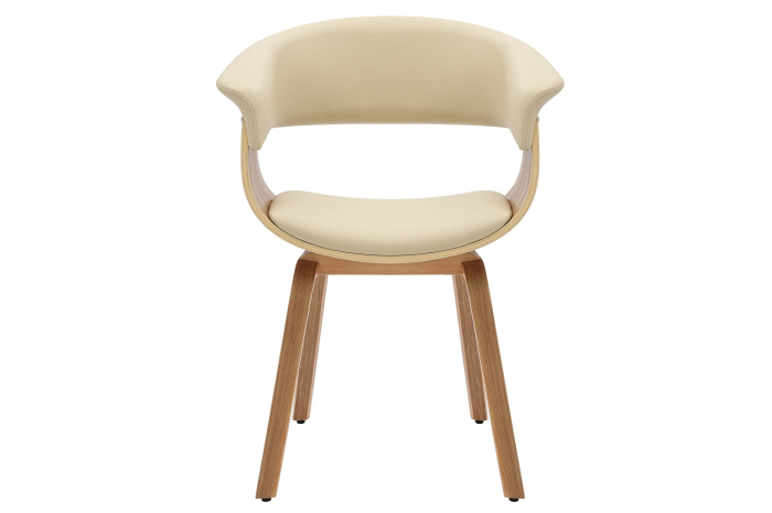 Scaun ORGANIC din piele artificiala bej si lemn de stejar [4]