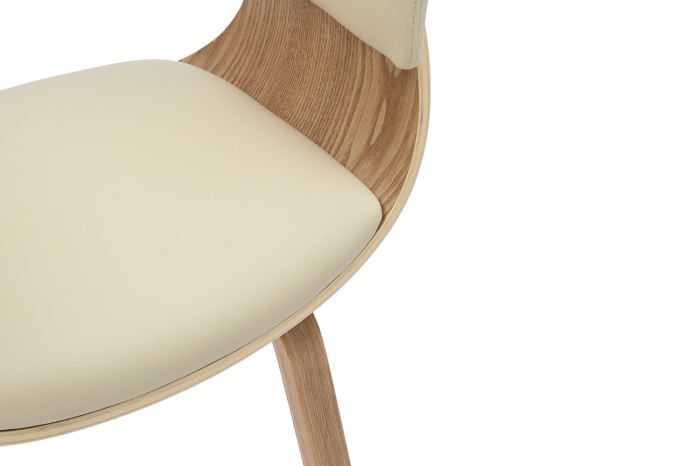 Scaun ORGANIC din piele artificiala bej si lemn de stejar [9]