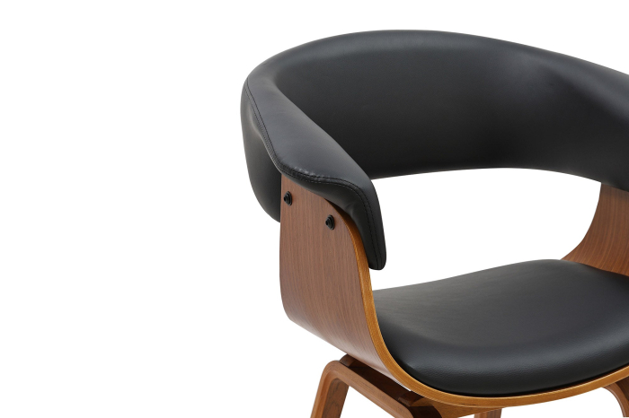 Scaun ORGANIC din piele artificiala neagra si lemn de nuc [8]