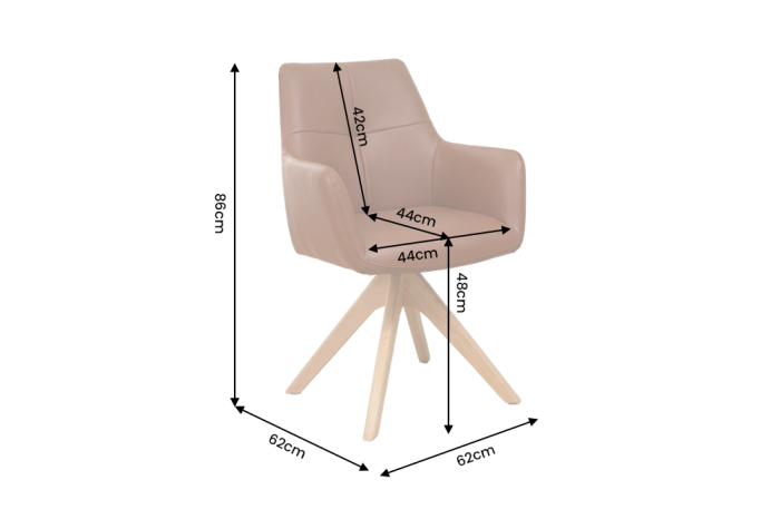Scaun pivotant ALMARA 360° cu revenire automată, cu cotiere, miez cu arcuri în buzunare, piele de culoare coniac, cadru din lemn de stejar [9]