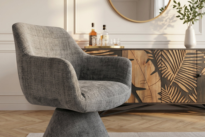 Scaun pivotant AMBIENTO 180° cu revenire automată și cotiere, gri chenilele [6]