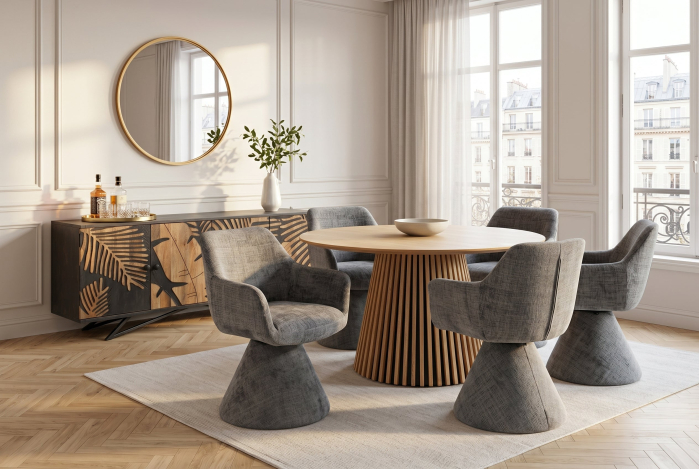 Scaun pivotant AMBIENTO 180° cu revenire automată și cotiere, gri chenilele [3]