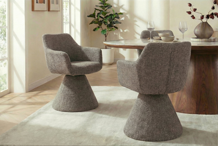 Scaun pivotant AMBIENTO 180° cu revenire automată și cotiere, maro [3]