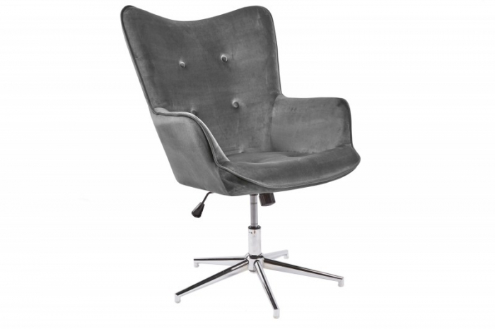 Scaun pivotant Lounger cu tapițerie din catifea, gri [2]