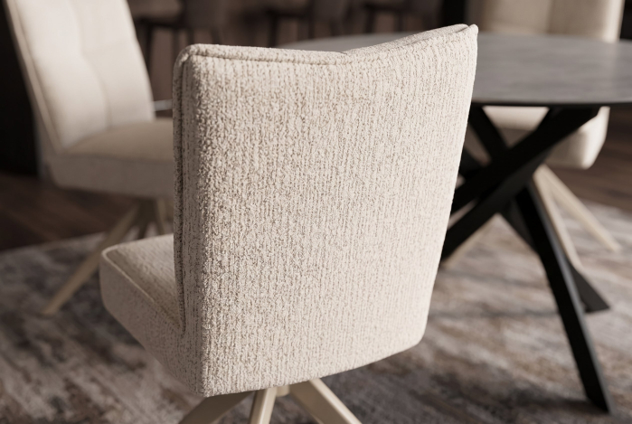 Scaun pivotant LUGANO 360° cu revenire automată, capacitate de încărcare de 150 kg, miez cu arc, țesătură chenilele tweed bej [4]