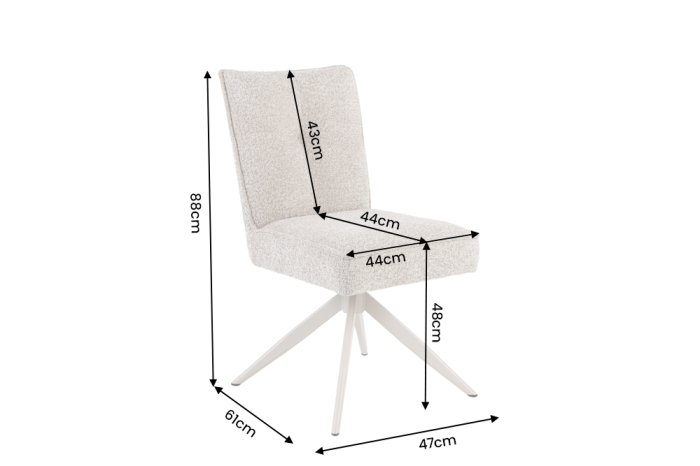 Scaun pivotant LUGANO 360° cu revenire automată, capacitate de încărcare de 150 kg, miez cu arc, țesătură chenilele tweed, culoare taupe-bej [7]