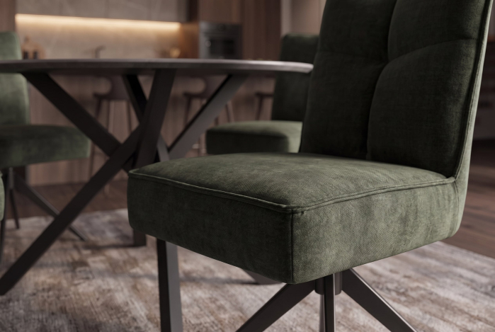 Scaun pivotant LUGANO 360° cu revenire automată, capacitate de încărcare de 150 kg, miez cu arc, velur, verde mușchi, negru [6]