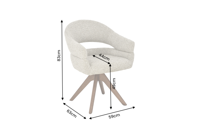 Scaun pivotant ORGANIKO 180° cu revenire automată, cu cotiere, țesătură texturată de culoare bej-taupe, cadru din lemn de nuc [11]
