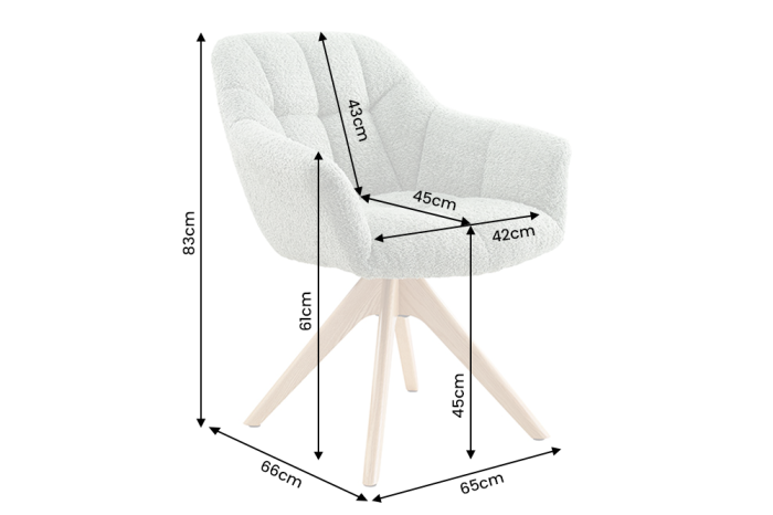 Scaun pivotant PAPILLON 180° cu revenire automată, cu cotiere, cusături decorative, țesătură bouclé verde salvie [9]