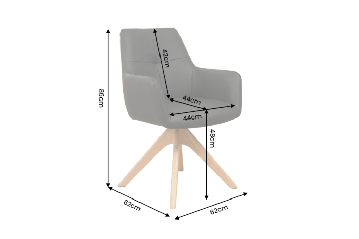 Scaun rotativ ALMARA 360° cu revenire automată, cu cotiere, miez cu arcuri în buzunare, piele neagră, cadru din lemn de stejar [9]