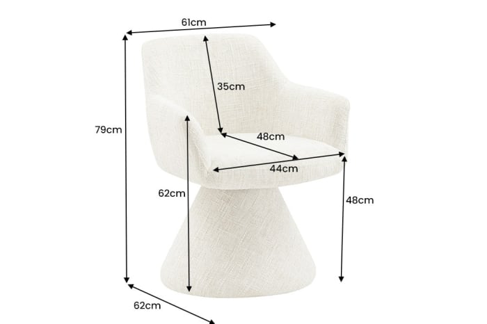 Scaun rotativ AMBIENTO 180°  din chenille bej [4]