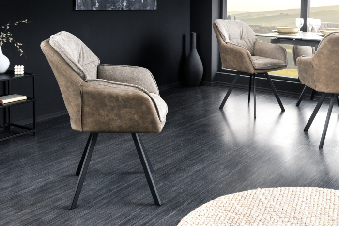 Scaun rotativ LOUNGER 180° din microfibra vintage taupe [5]