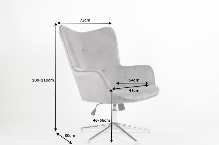 Scaun rotativ LOUNGER din catifea gri, 100-110 [10]