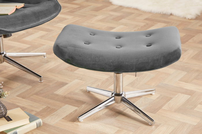 Scaun rotativ LOUNGER din catifea gri, 39 cm [5]