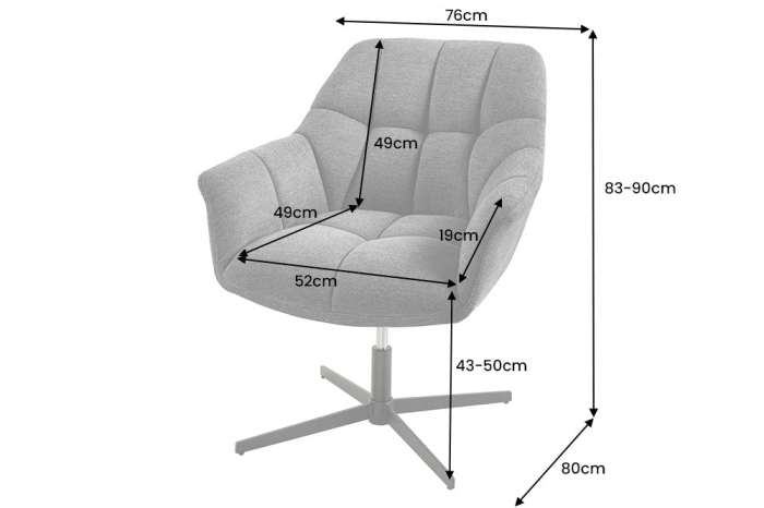 Scaun rotativ PAPILLON 360° antracit, 83-90 cm [9]