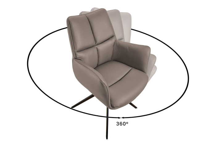 Scaun rotativ PAPILLON 360° din piele maro [9]