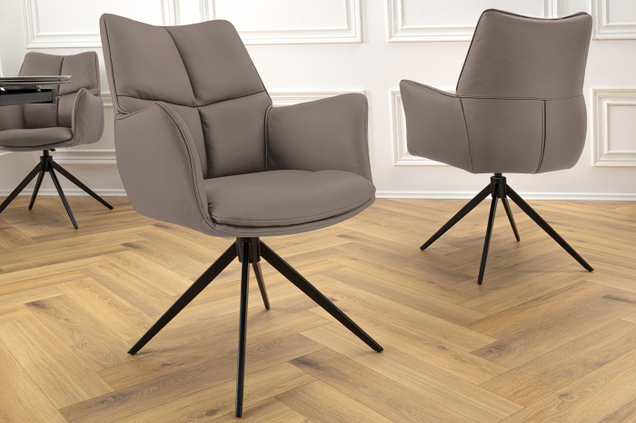 Scaun rotativ PAPILLON 360° din piele maro [3]