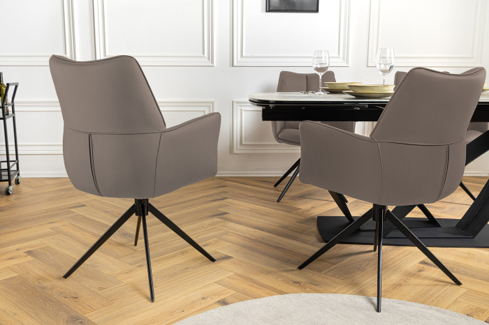 Scaun rotativ PAPILLON 360° din piele maro [4]