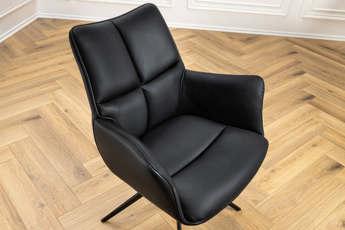 Scaun rotativ PAPILLON 360° din piele neagra [2]