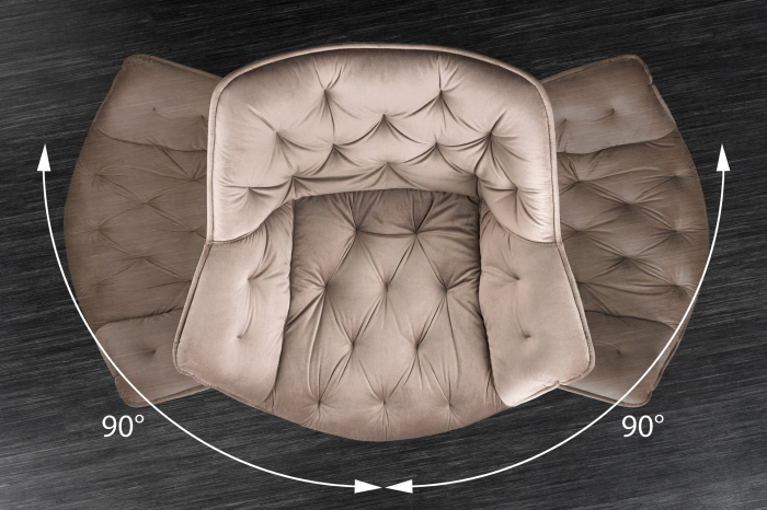 Scaun rotativ THE DUTCH RETRO din catifea grej [7]