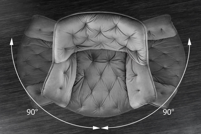 Scaun rotativ THE DUTCH RETRO din catifea gri  [7]